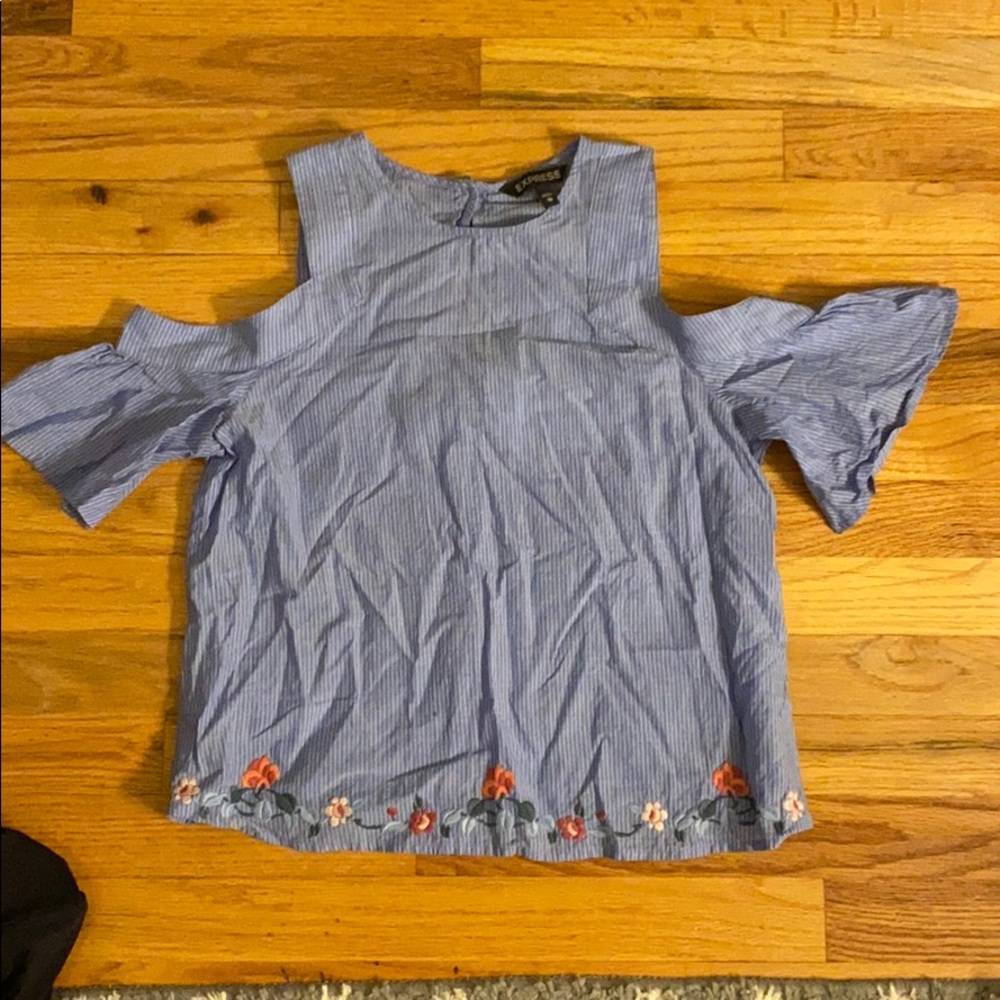 blue and white strip blouse